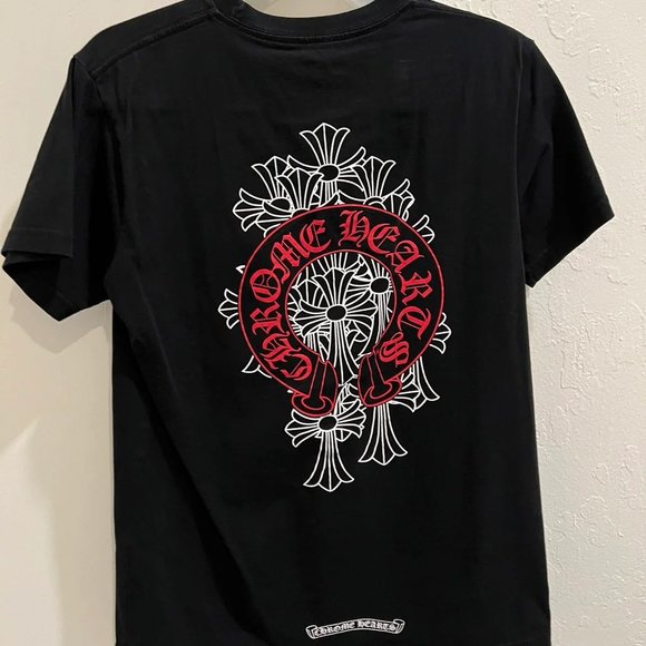 Black Chrome Heart Red Logo T-Shirt